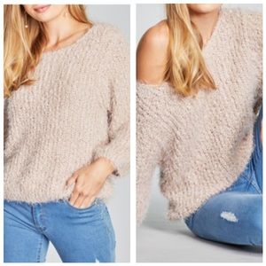 POL popcorn textured eyelash sweater